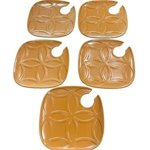 Pier 1 Melamine Cocktail Appetizer Plates w Wine Glass Holder Set of 5